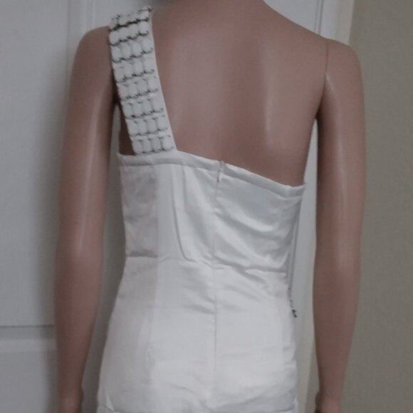Rachael G One-Strap Satin Dress. Pearl Color. Size M - Picture 16 of 16